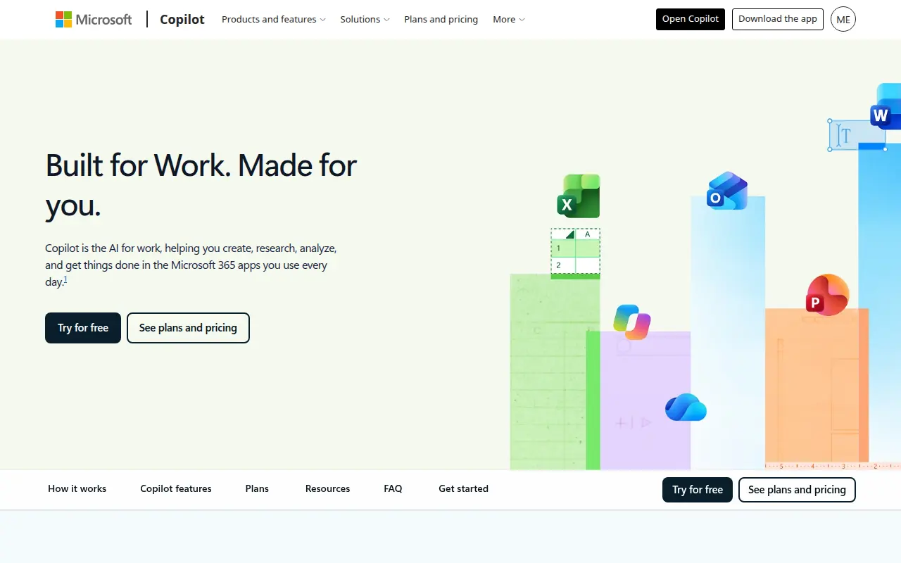 Page publique de Microsoft Copilot