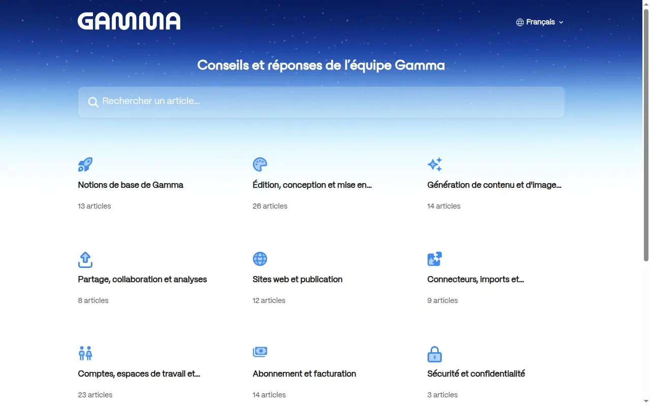 Centre d'aide officiel de Gamma