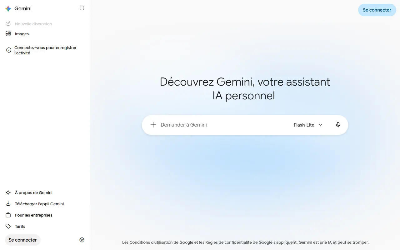 Page publique de Gemini
