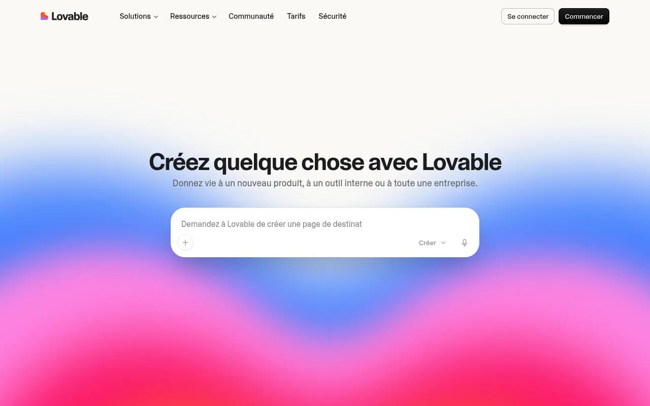 Page publique de Lovable