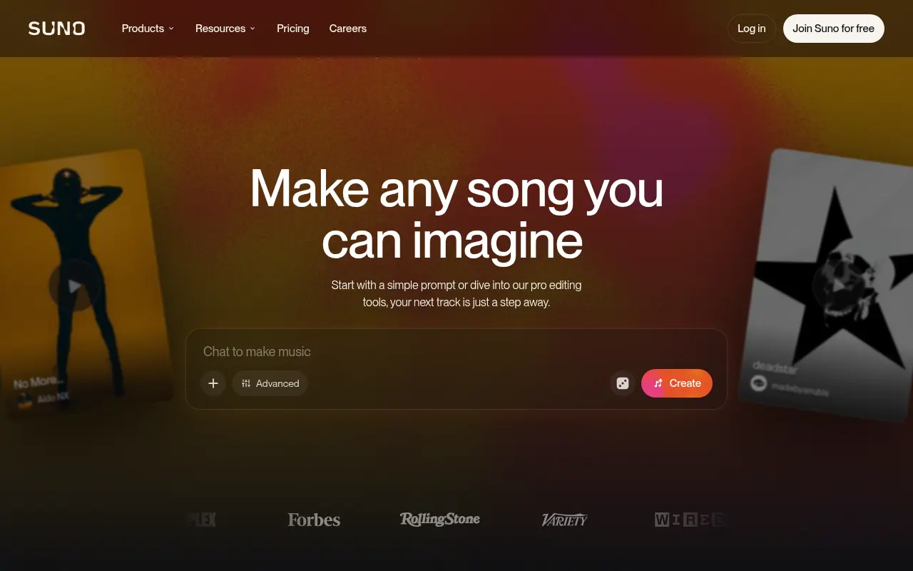 Page publique de Suno