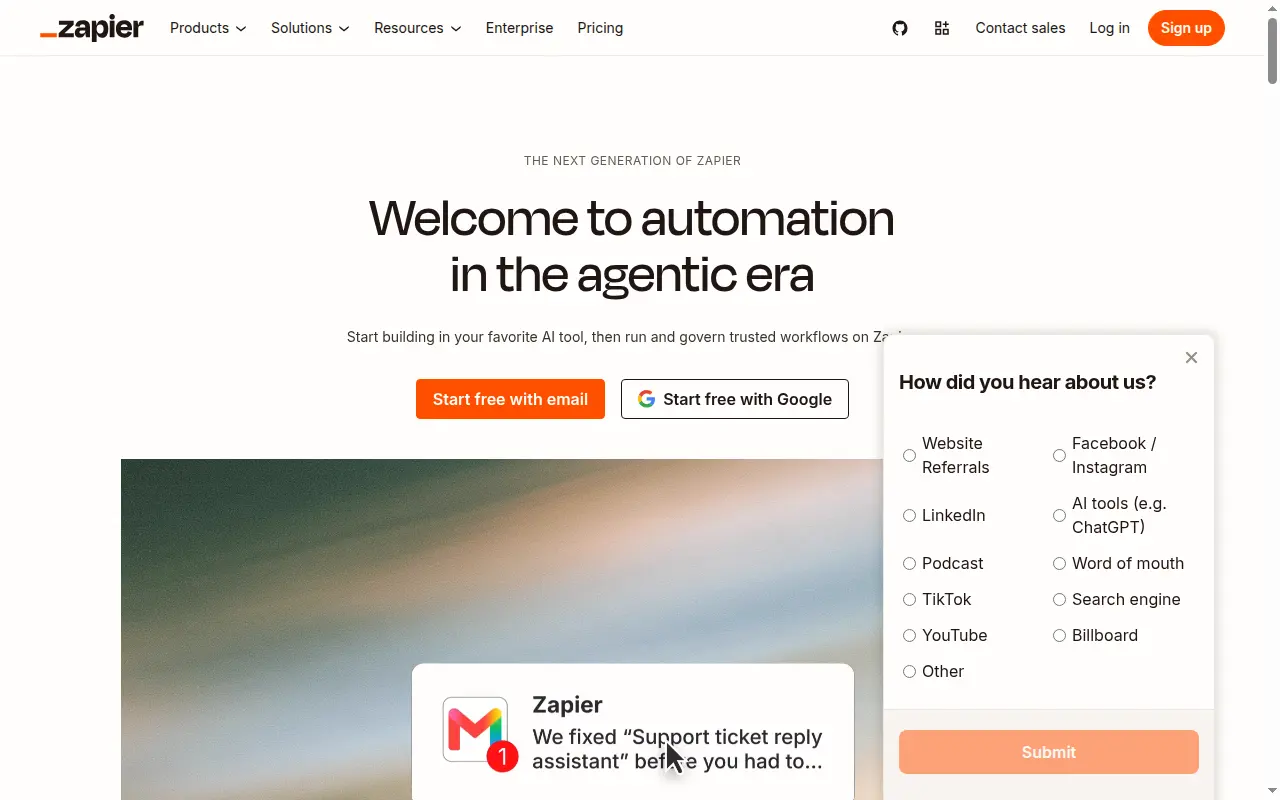 Page publique de Zapier
