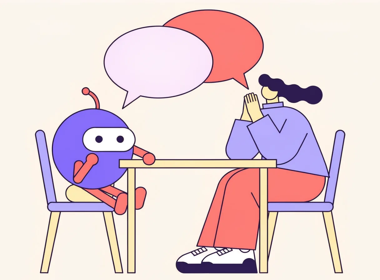 Amigo discute avec une personne grâce à des bulles de dialogue
