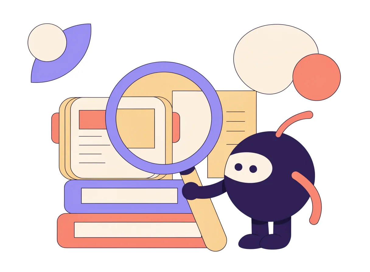 Amigo cherche avec une loupe parmi des livres