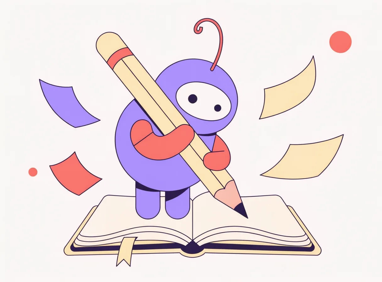 Amigo écrit dans un carnet avec un grand crayon