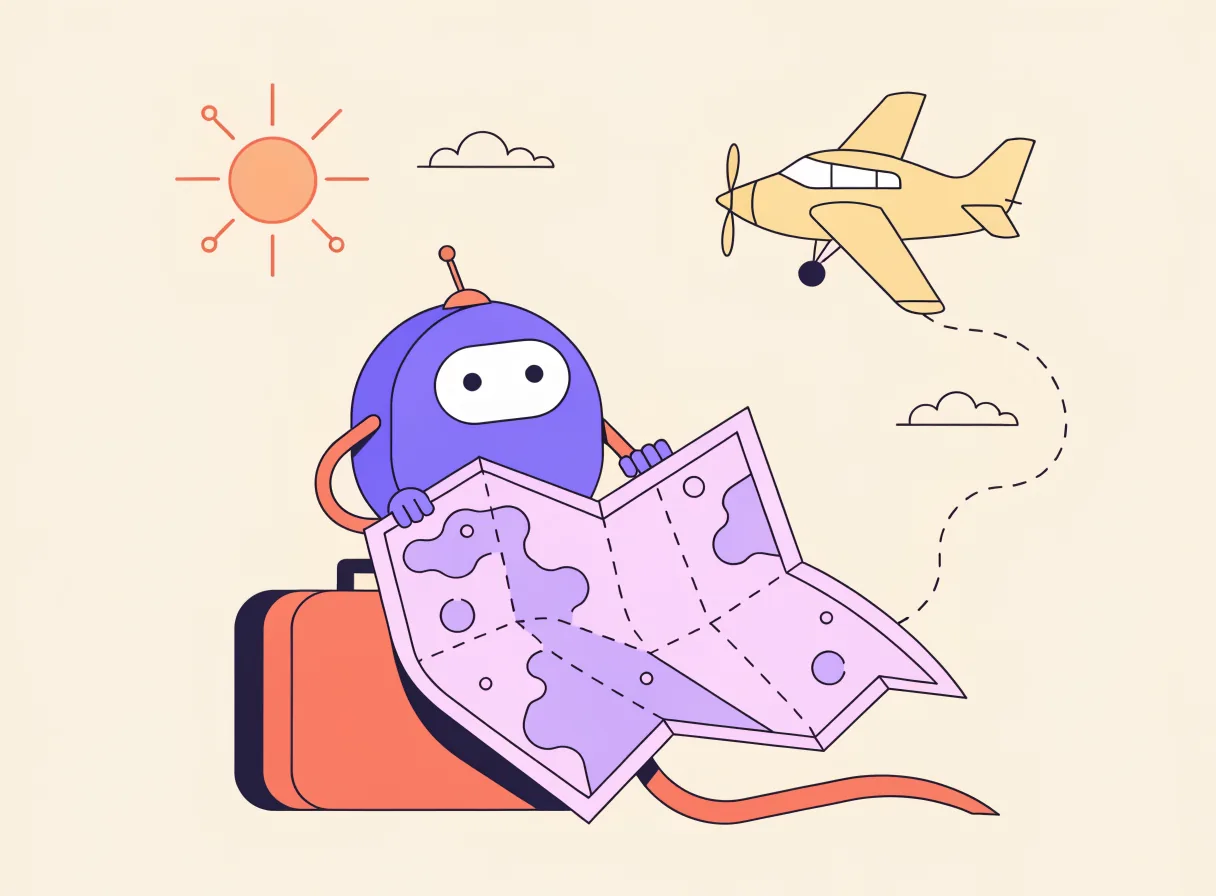 Amigo prépare un voyage avec une valise et une carte